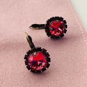 Liz Palacios Red Crystal Earrings - Bronze - Like New-No signs of wear.